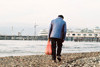 Beach comber on the Black Sea