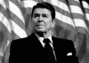 President Reagan speaking at a rally for Senator Durenberger