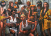 "The Fight Club", oil, mixed media on canvas, 112 x 130", 2012. By Tim Okamura.