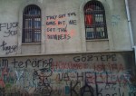 Graffiti has sprung up all around the protests.