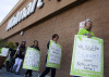 Walmart employees picket outside a store in Duarte, California.