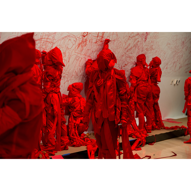 Jelili Atiku, Red Day (In the Red Series #17), 2015. Performance at the Eli and Edythe Broad Art Museum at Michigan State University, November 7, 2015. Photo: Aaron Word.