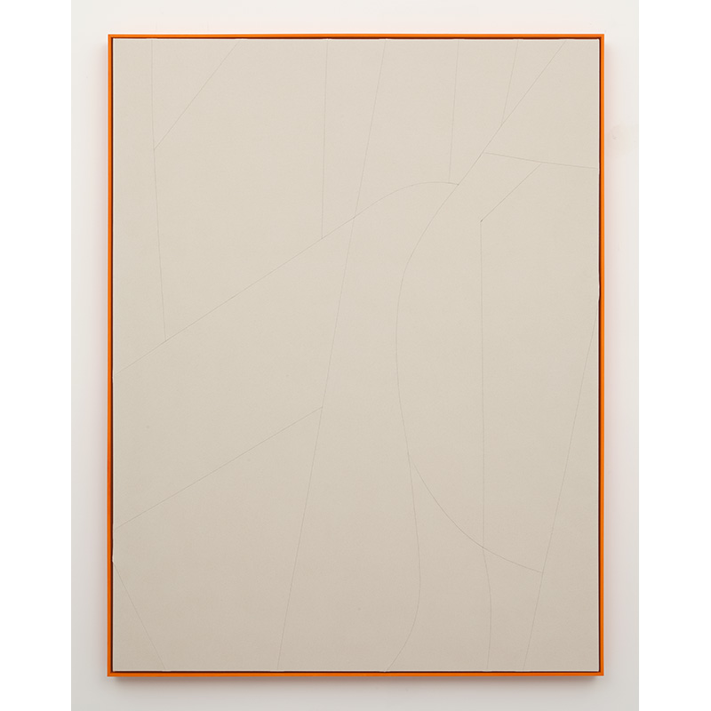 Untitled, 2015, raw sewn canvas; wooden frame painted with oil, 78 x 60 inches. Photo: Jean Vong.