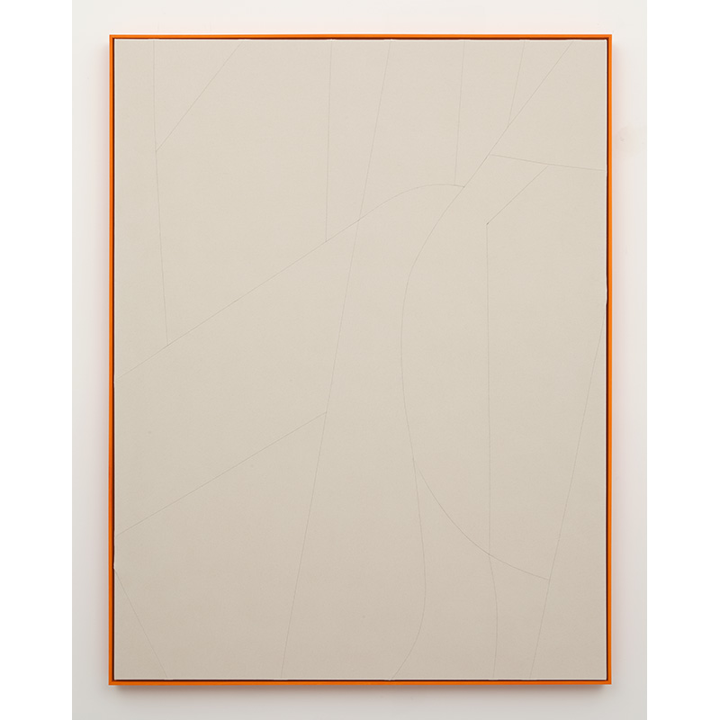 Untitled, 2015, raw sewn canvas; wooden frame painted with oil, 78 x 60 inches. Photo: Jean Vong.