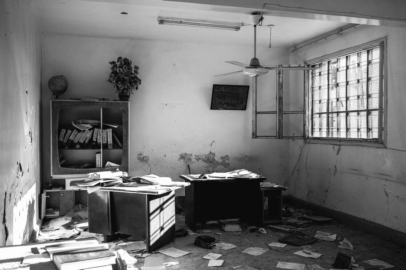 Abandoned government office in Kobanî. April 18, 2015. Kobanî, Syria.