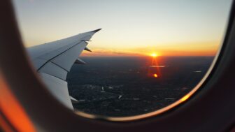 Sunset from the window of a plane